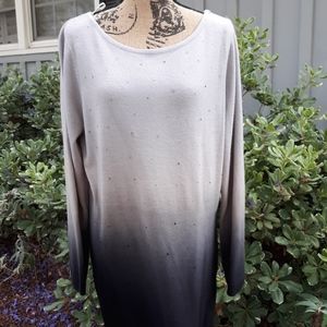 Elementz Long Open neck Ombre Sweater Bling XL